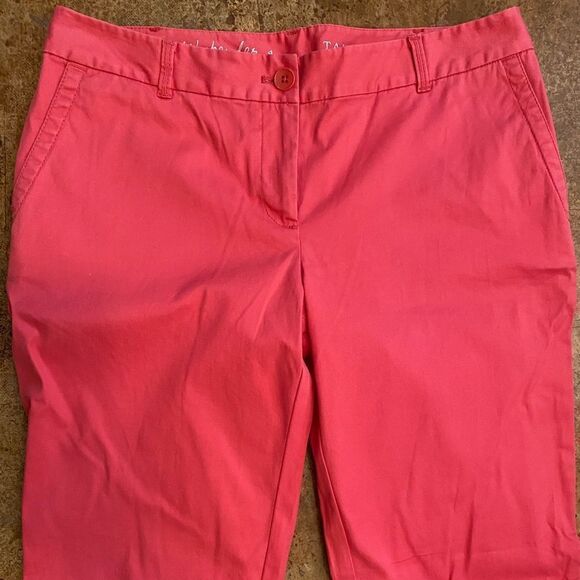 TALBOTS salmon pink flat front the weekender ankle CROP roll hem flat front PANT - Picture 1 of 7